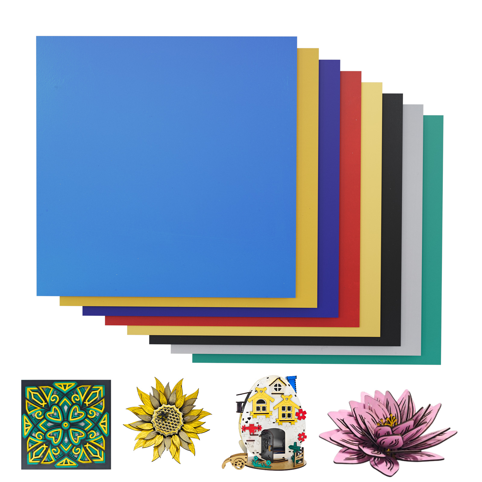 Laser Engraving Software - 8 pièces de contreplaqué coloré sans